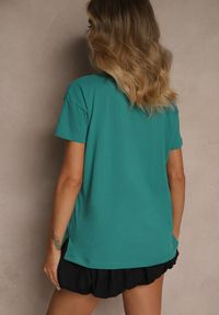 Renee - Zielony Bawełniany T-shirt o Kroju Oversize Zilona. Okazja: na co dzień. Kolor: zielony. Materiał: bawełna. Styl: sportowy, klasyczny, casual #4