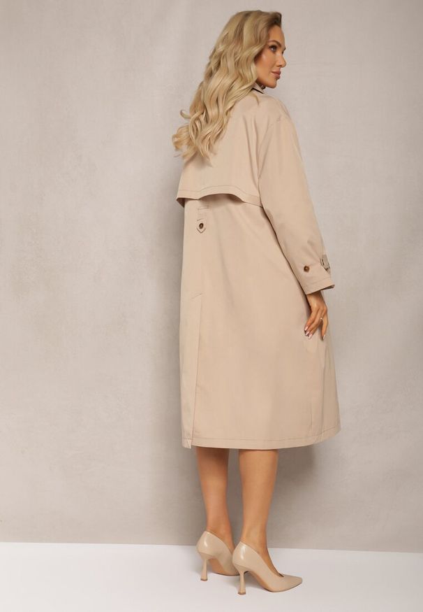 Renee - Beżowy Płaszcz Trencz Oversize Flilia. Kolor: beżowy. Długość: krótkie