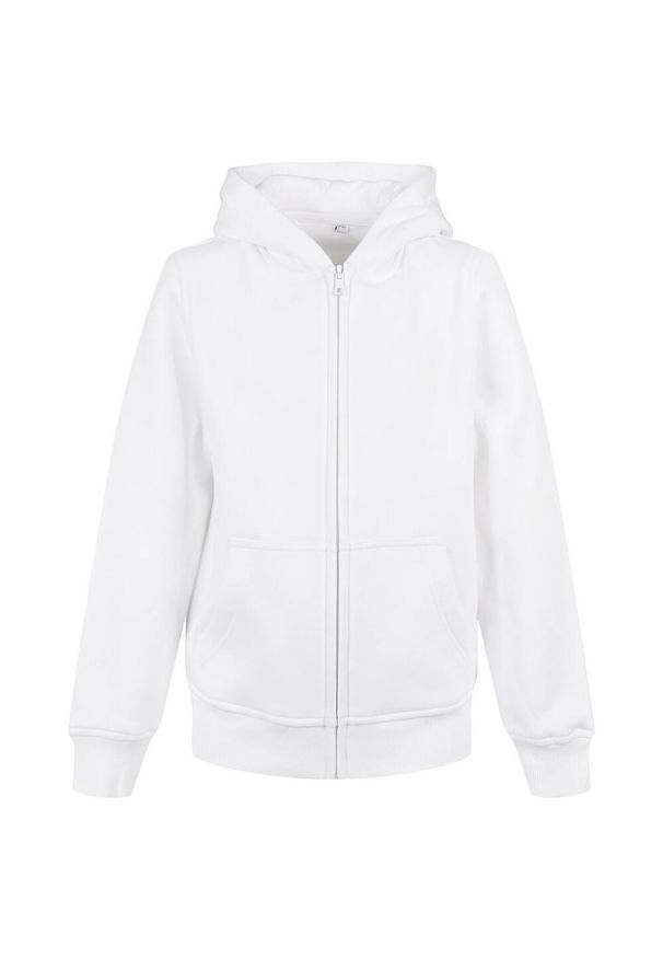 BUILD YOUR BRAND - Bluza Dziecięca Basic Organic Z Pełnym Zamkiem Błyskawicznym. Kolor: biały