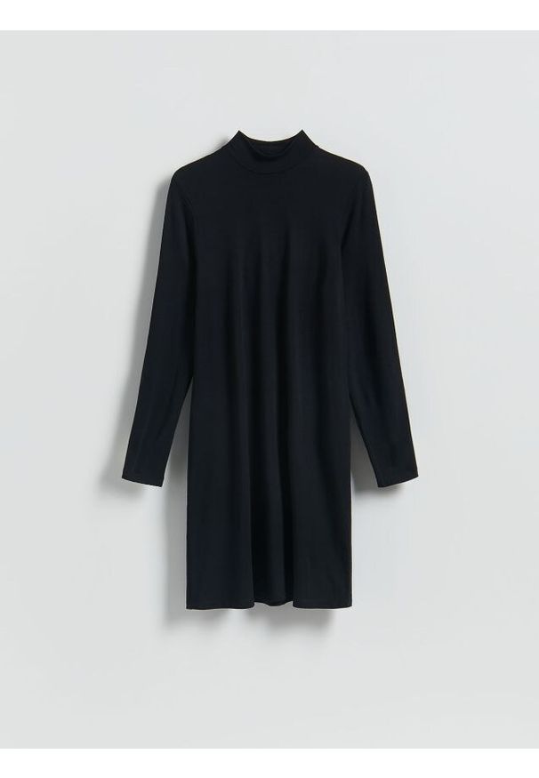 Reserved - Sukienka z modalu - czarny. Kolor: czarny. Typ sukienki: proste