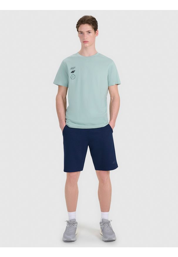 4f - 4F T-shirt regular z nadrukiem męski - turkusowy XL. Okazja: na co dzień. Kolor: turkusowy. Materiał: bawełna, materiał, jersey. Długość rękawa: krótki rękaw. Długość: krótkie. Wzór: nadruk. Styl: klasyczny, sportowy, casual