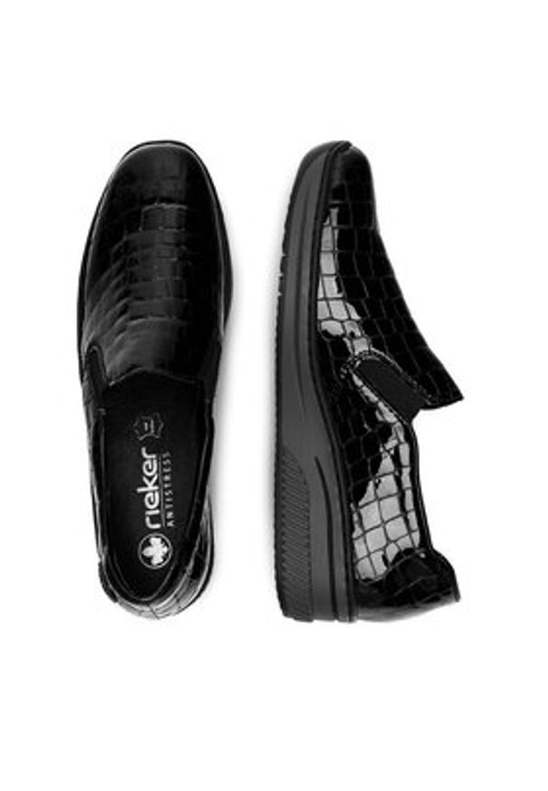 Rieker Półbuty 48752-00 Czarny. Kolor: czarny. Materiał: lakier, skóra
