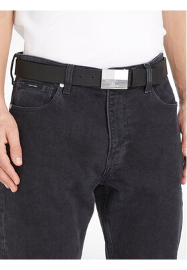 Calvin Klein Pasek Męski Adj 2 Finish Plaque Pb K50K510935 Czarny. Kolor: czarny. Materiał: skóra