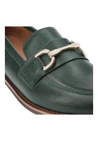 Zielone Mokasyny Exquisite Stylowe Obuwie Damskie. Okazja: na spacer. Zapięcie: klamry. Kolor: zielony. Materiał: materiał, skóra. Obcas: na obcasie. Styl: elegancki. Wysokość obcasa: średni #4