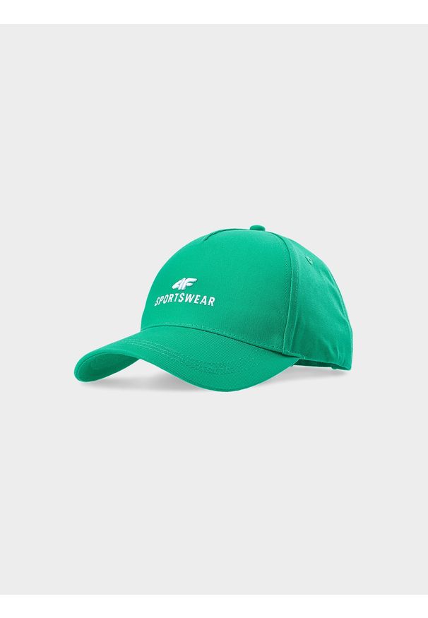 4f - 4F Czapka z daszkiem strapback uniseks - zielona L/XL. Kolor: zielony. Materiał: bawełna, materiał. Wzór: haft. Sezon: lato. Styl: sportowy, klasyczny, casual