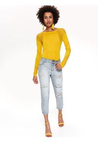 TOP SECRET - Ażurowy sweter. Okazja: na co dzień. Kolor: żółty. Materiał: jeans. Wzór: ażurowy. Sezon: wiosna, lato. Styl: casual, elegancki #4
