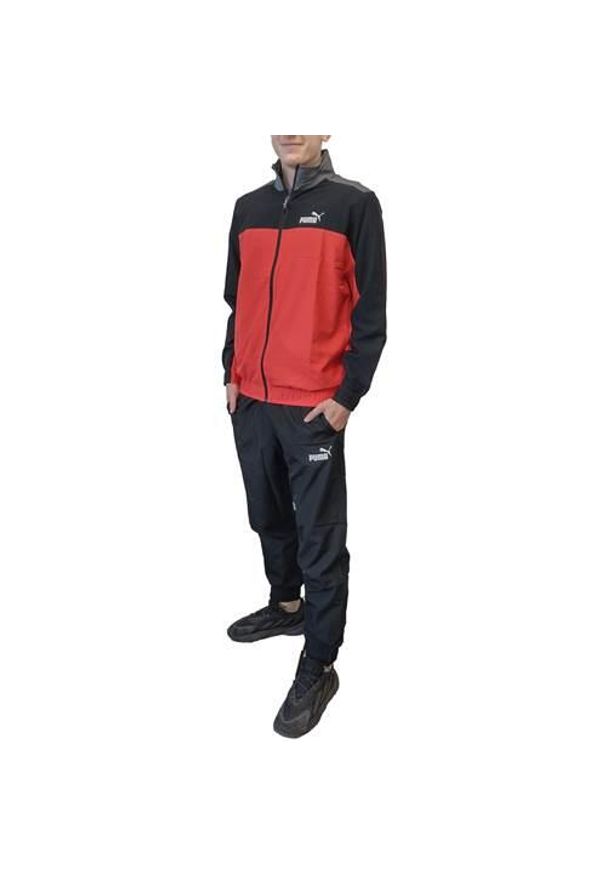 Dres sportowy męski Puma Woven. Kolor: czerwony, wielokolorowy. Materiał: dresówka