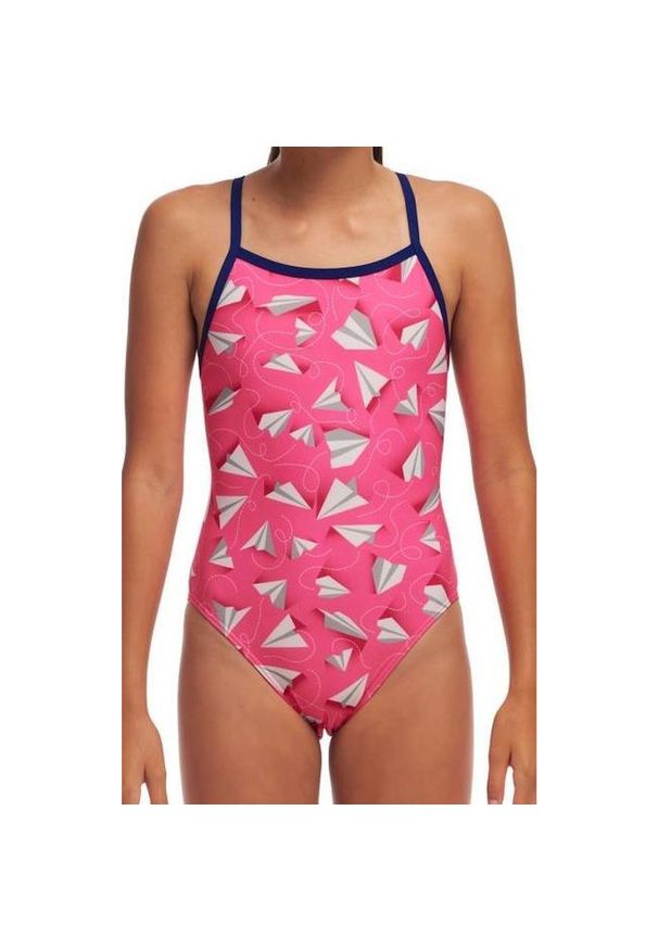 FUNKITA - Strój do pływania dziewczęcy Funkita Paper Pink - Single Strap. Kolor: różowy