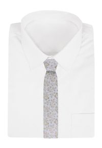 Męski Krawat - Chattier - Popielato-Błękitny z Kwiatowym Wzorem. Kolor: niebieski. Materiał: tkanina. Wzór: kwiaty. Styl: elegancki, klasyczny, wizytowy #4