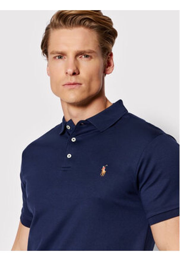 Polo Ralph Lauren Polo 710685514003 Granatowy Slim Fit. Typ kołnierza: polo. Kolor: niebieski. Materiał: bawełna