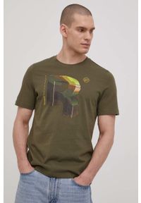 Reebok t-shirt bawełniany kolor zielony z nadrukiem. Kolor: zielony. Materiał: bawełna. Wzór: nadruk