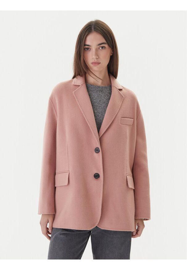ViCOLO Płaszcz wełniany TF0005 Różowy Regular Fit. Kolor: różowy. Materiał: syntetyk