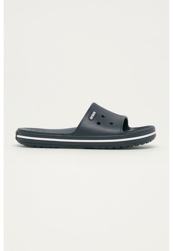 Crocs - Klapki. Kolor: niebieski. Materiał: materiał. Wzór: gładki. Obcas: na obcasie. Wysokość obcasa: niski