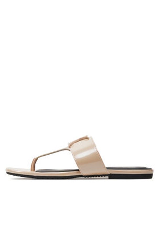 Calvin Klein Jeans Japonki Flat Sandal Slide Toepost Mg Met YW0YW01342 Różowy. Kolor: różowy. Materiał: skóra