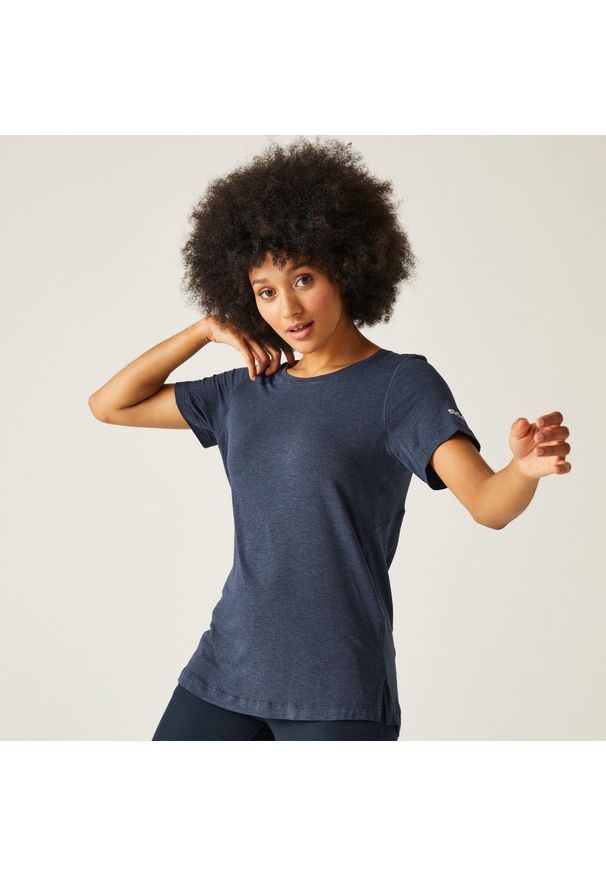 Regatta - Ballyton damska koszulka. Kolor: niebieski. Materiał: materiał. Długość rękawa: krótki rękaw. Długość: krótkie. Sport: fitness, turystyka piesza