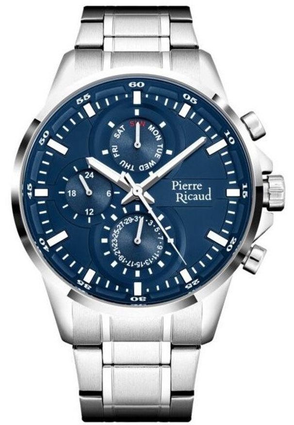 Zegarek męski Pierre Ricaud P97034.5115QF srebrny. Kolor: srebrny
