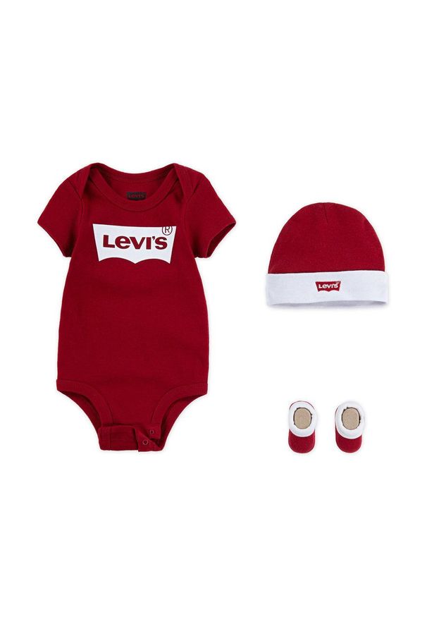 Levi's® - Levi's Komplet niemowlęcy kolor czerwony. Okazja: na spotkanie biznesowe, na co dzień. Kolor: czerwony. Wzór: nadruk. Styl: biznesowy, casual