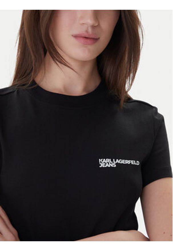Karl Lagerfeld Jeans T-Shirt A1W17004 Czarny Slim Fit. Kolor: czarny. Materiał: bawełna