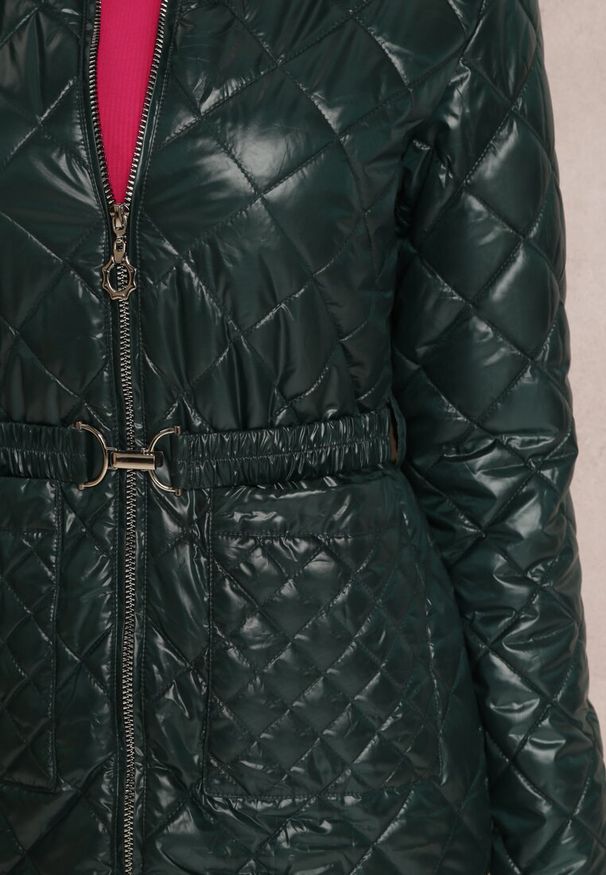 Renee - Zielona Kurtka Hesede. Kolor: zielony. Materiał: tkanina. Wzór: aplikacja. Styl: elegancki
