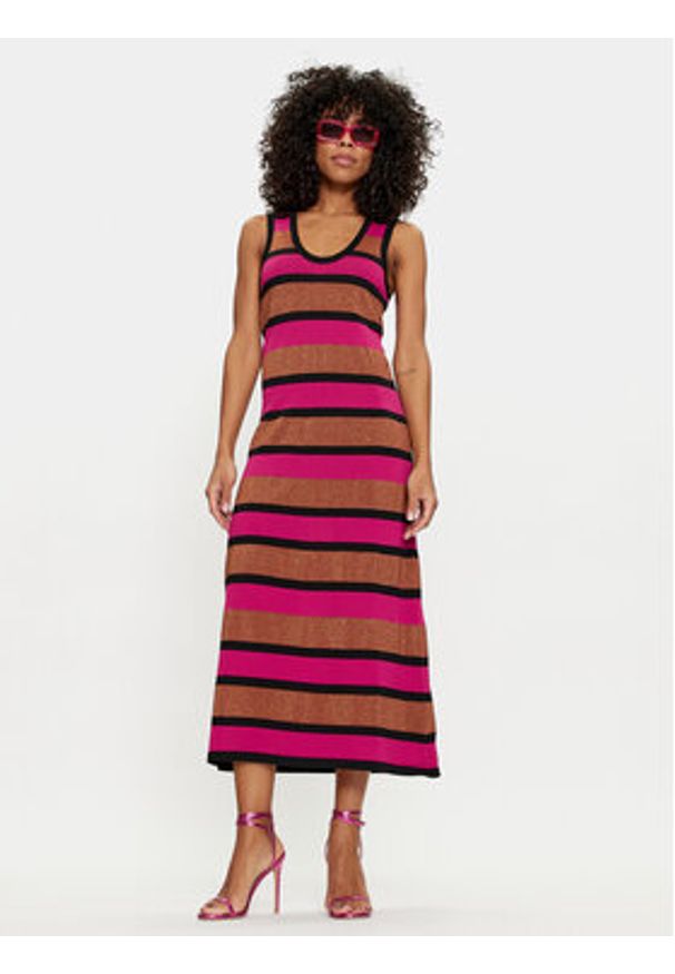 Lola Casademunt by Maite Sukienka dzianinowa MS2416012 2N2 Kolorowy Regular Fit. Materiał: wiskoza. Wzór: kolorowy