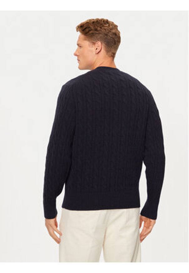 Lacoste Sweter AH2924 Granatowy Regular Fit. Kolor: niebieski. Materiał: wełna