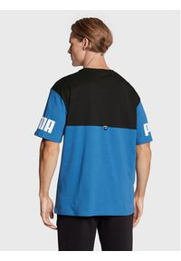 Puma T-Shirt Powr Colorblock 849801 Granatowy Relaxed Fit. Kolor: niebieski. Materiał: bawełna