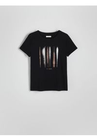 Reserved - T-shirt z nadrukiem - czarny. Kolor: czarny. Materiał: bawełna. Wzór: nadruk