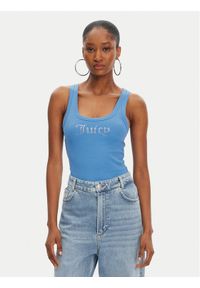 Juicy Couture Top Racer JCWLV125305 Niebieski Slim Fit. Kolor: niebieski. Materiał: bawełna
