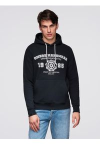 Ombre Clothing - Męska bluza dresowa z kapturem i grafiką - czarna V3 - Rozmiar: M. Okazja: na co dzień, na uczelnię. Typ kołnierza: kaptur. Kolor: czarny. Materiał: dresówka. Wzór: nadruk. Styl: casual