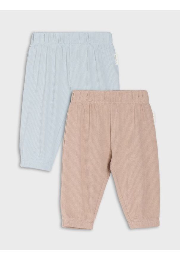 Sinsay - Bawełniane spodnie jogger 2 pack - beżowy. Kolor: beżowy. Materiał: bawełna