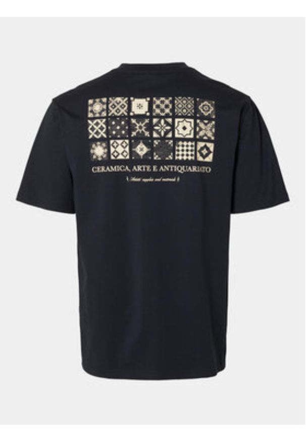 Selected Homme T-Shirt Slhrelaxaries 16094014 Granatowy Relaxed Fit. Kolor: niebieski. Materiał: bawełna