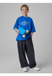 4f - 4F T-shirt loose z nadrukiem chłopięcy - niebieski 134/140 (8-10 lat). Okazja: na co dzień, na uczelnię. Kolor: niebieski. Materiał: materiał. Wzór: nadruk. Sezon: lato. Styl: casual #2
