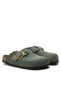 Birkenstock Klapki Boston Bb Shearling Leoi 1028061 Zielony. Kolor: zielony. Materiał: skóra