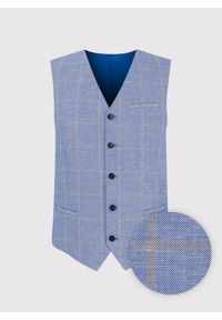 Pako Lorente - PAKO LORENTE – Męska niebieska kamizelka w kratkę. Kolor: niebieski. Wzór: kratka #4