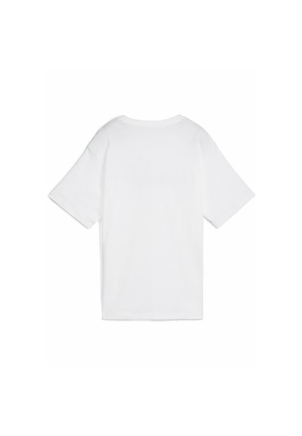 Puma - Damska luźna koszulka Essentials z logo No.1 PUMA White. Kolor: biały. Materiał: guma. Wzór: nadruk. Sport: fitness