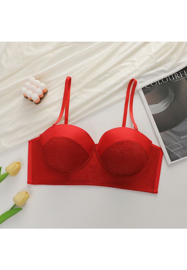 Intica - Biustonosz push-up z regulowanymi ramiączkami dla podkreślenia kształtów Kanja. Kolor: czerwony. Rodzaj stanika: push-up