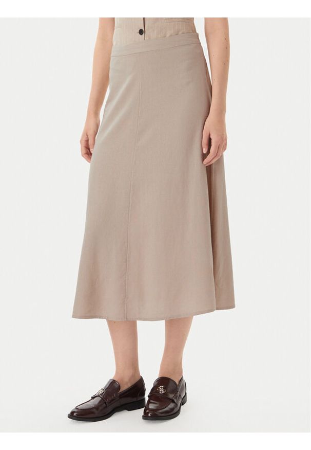 only - ONLY Spódnica midi Goa 15363690 Beżowy Regular Fit. Kolor: beżowy. Materiał: wiskoza