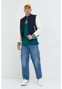 Vans longsleeve bawełniany kolor zielony z nadrukiem. Kolor: zielony. Materiał: bawełna. Długość rękawa: długi rękaw. Wzór: nadruk #3
