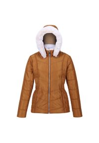 Wildrose Regatta damska turystyczna kurtka pikowana z kapturem. Typ kołnierza: kaptur. Kolor: brązowy. Sport: turystyka piesza