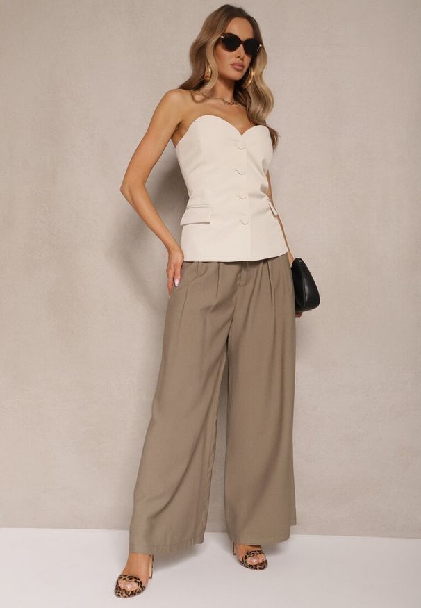 Renee - Zielone Szerokie Spodnie z Wiskozy Mevilia. Okazja: na co dzień. Kolor: zielony. Materiał: wiskoza. Styl: elegancki, casual