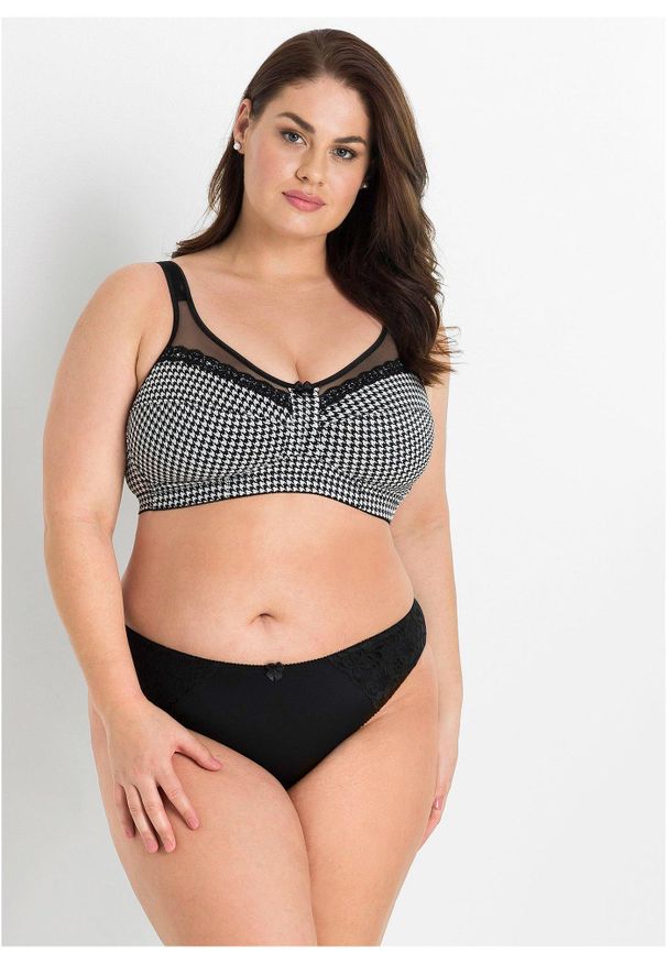 bonprix - Biustonosz odciążający bez fiszbinów z wyściełanymi ramiączkami. Kolor: czarny. Materiał: materiał. Rodzaj stanika: wyściełane miseczki, różne sposoby noszenia