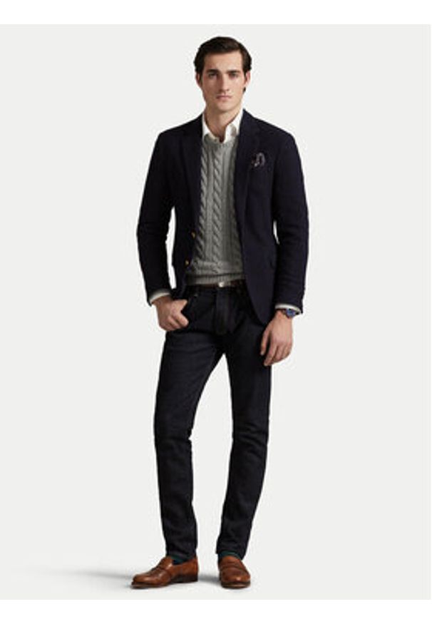 Polo Ralph Lauren Sweter 710775885013 Szary Regular Fit. Typ kołnierza: polo. Kolor: szary. Materiał: bawełna