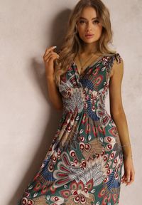 Renee - Ciemnozielona Sukienka Sallaza. Kolor: zielony. Długość rękawa: bez rękawów. Typ sukienki: kopertowe. Styl: boho. Długość: maxi #3