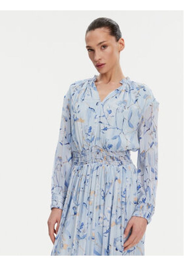BOSS Sukienka codzienna 50530539 Błękitny Regular Fit. Okazja: na co dzień. Kolor: niebieski. Materiał: jedwab. Typ sukienki: proste. Styl: casual