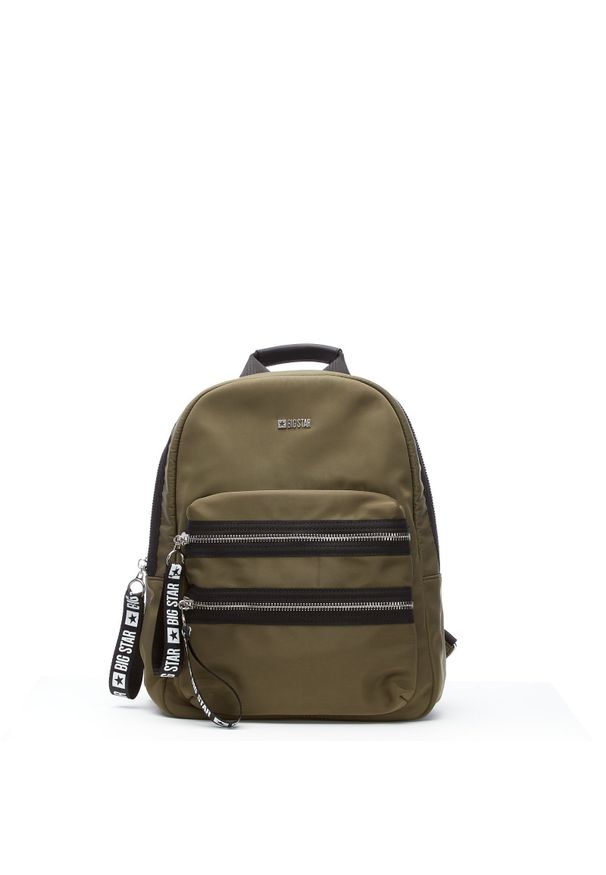 Big Star Accessories - Zielony Plecak Big Star Damska Modna Torba. Kolor: zielony. Materiał: materiał. Wzór: aplikacja