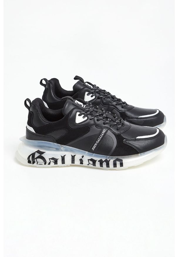 John Galliano - Sneakersy męskie skórzane JOHN GALLIANO. Materiał: skóra. Wzór: gładki, aplikacja