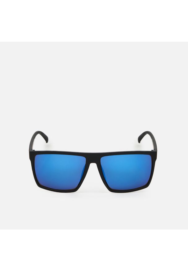 Cropp - Okulary przeciwsłoneczne z kolorowymi szkłami - Niebieski. Kolor: niebieski. Wzór: kolorowy