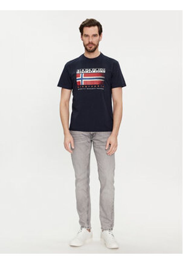 Napapijri T-Shirt S-Kreis NP0A4HQR Granatowy Regular Fit. Kolor: niebieski. Materiał: bawełna
