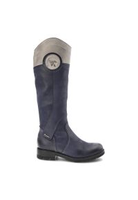 Granatowe Kozaki Karino Damskie Wygodne Obuwie. Okazja: na spacer. Kolor: niebieski. Materiał: zamsz, skóra. Sezon: jesień. Styl: elegancki #4