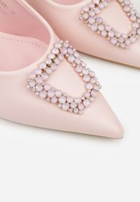 Born2be - Różowe Sandały na Szpilce z Cyrkoniową Klamrą Starstone. Okazja: na wesele, na co dzień, na ślub cywilny. Zapięcie: klamry. Kolor: różowy. Materiał: jeans. Obcas: na szpilce. Styl: casual, klasyczny, elegancki #2